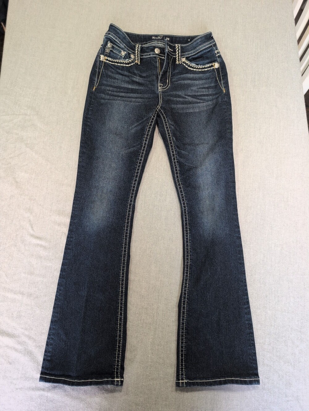 Miss Me mid-rise curvy boot dark wash jeans size 26W with 31 inseam